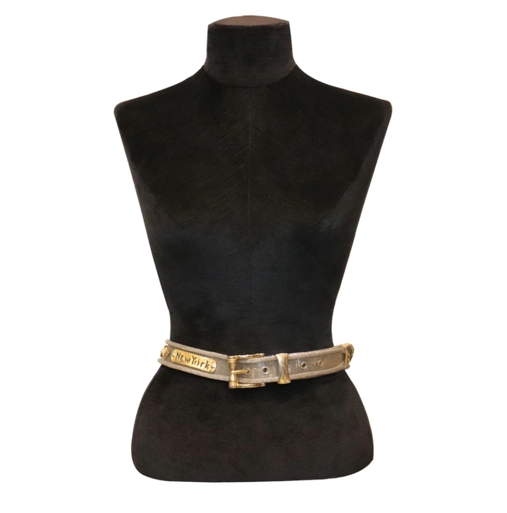 Vintage Mesh Mixed Metal City Gold & Silvertone belt Women XS